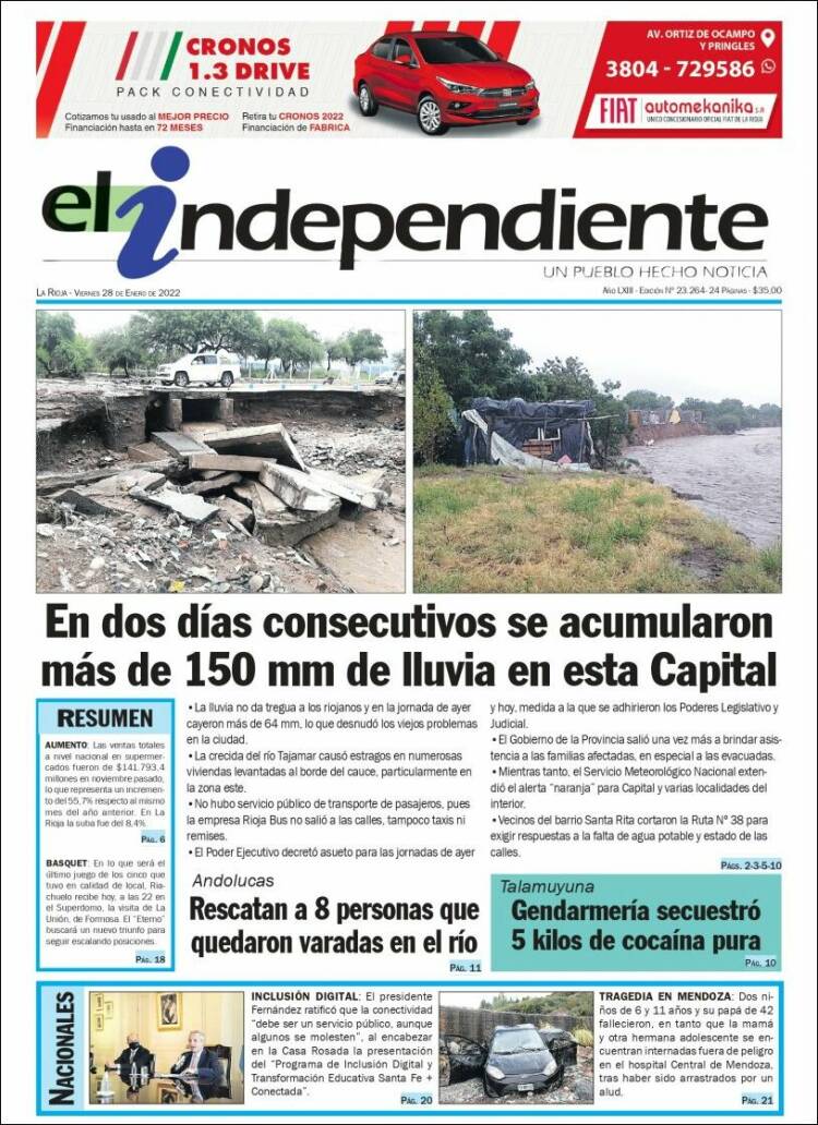 Portada de El Independiente (Argentina)