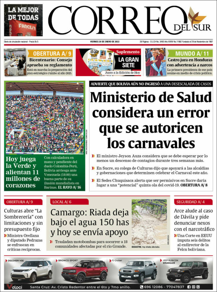 Portada de Correo Sur (Bolivia)