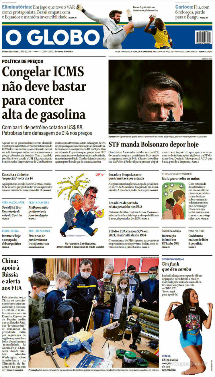 Portada de O Globo (Brasil)