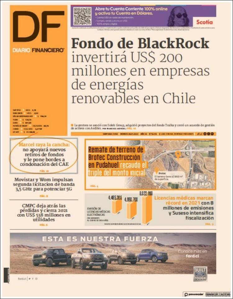 Portada de Diario Financiero (Chile)