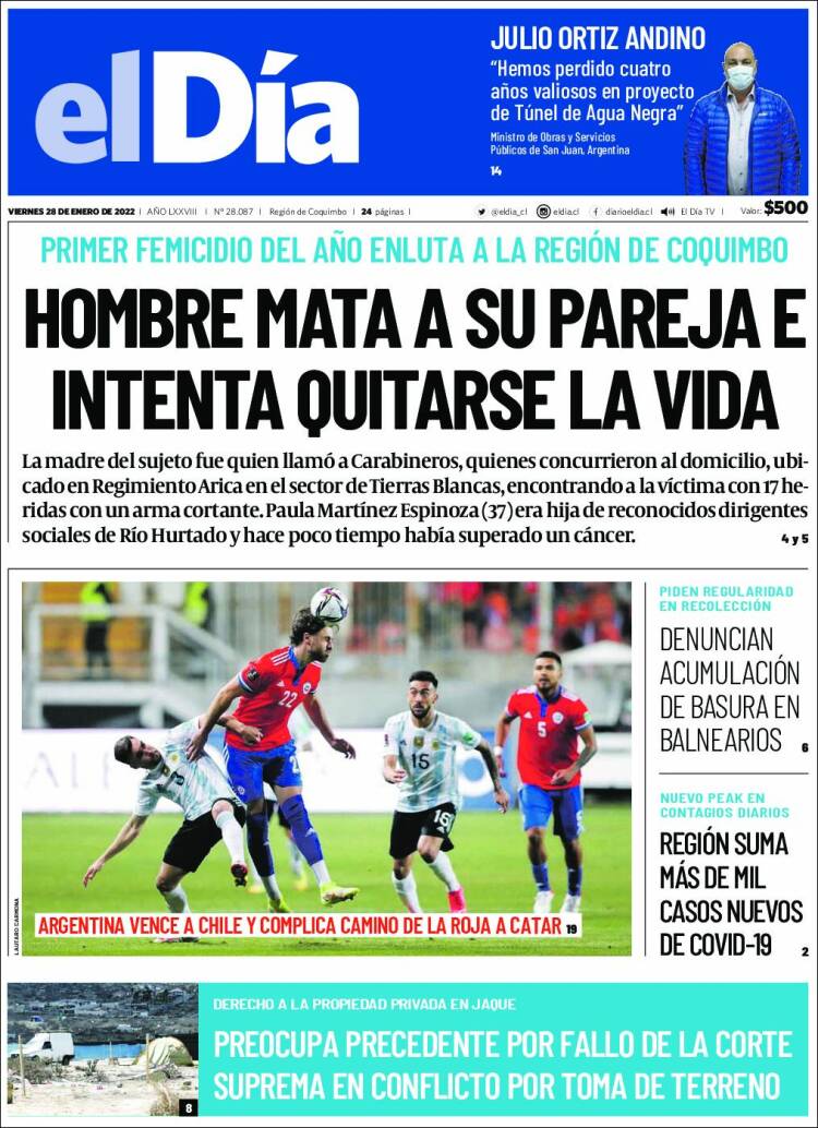 Portada de El Día (Chile)