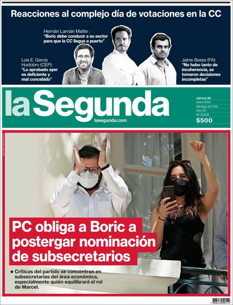 Portada de La Segunda (Chile)