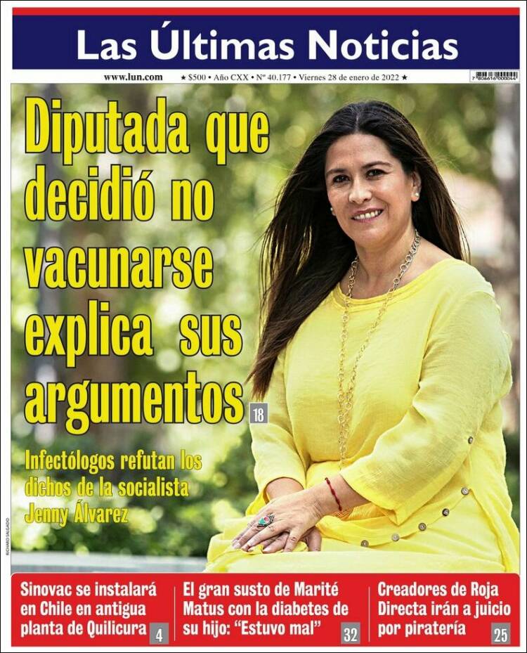 Portada de Las Últimas Noticias (Chile)