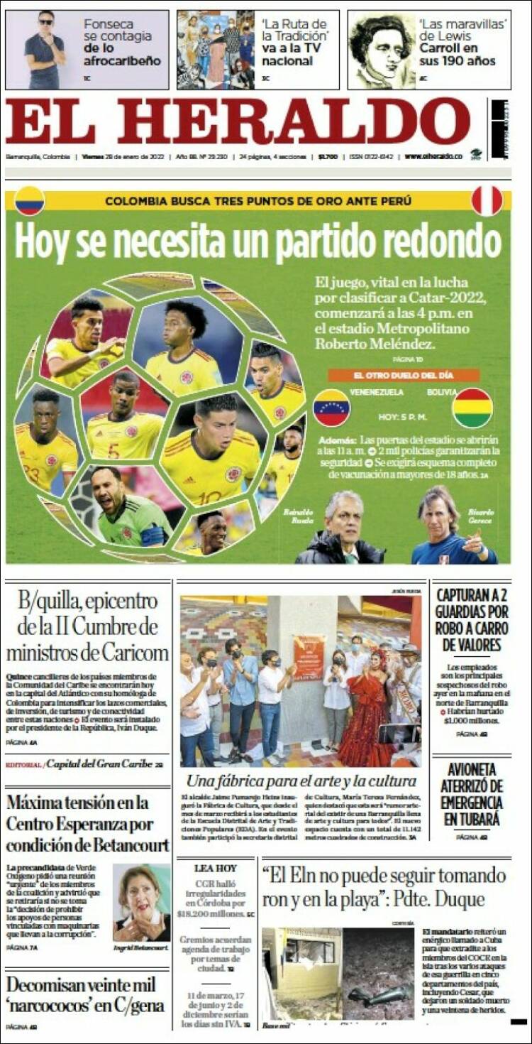 Portada de El Heraldo (Colombia)
