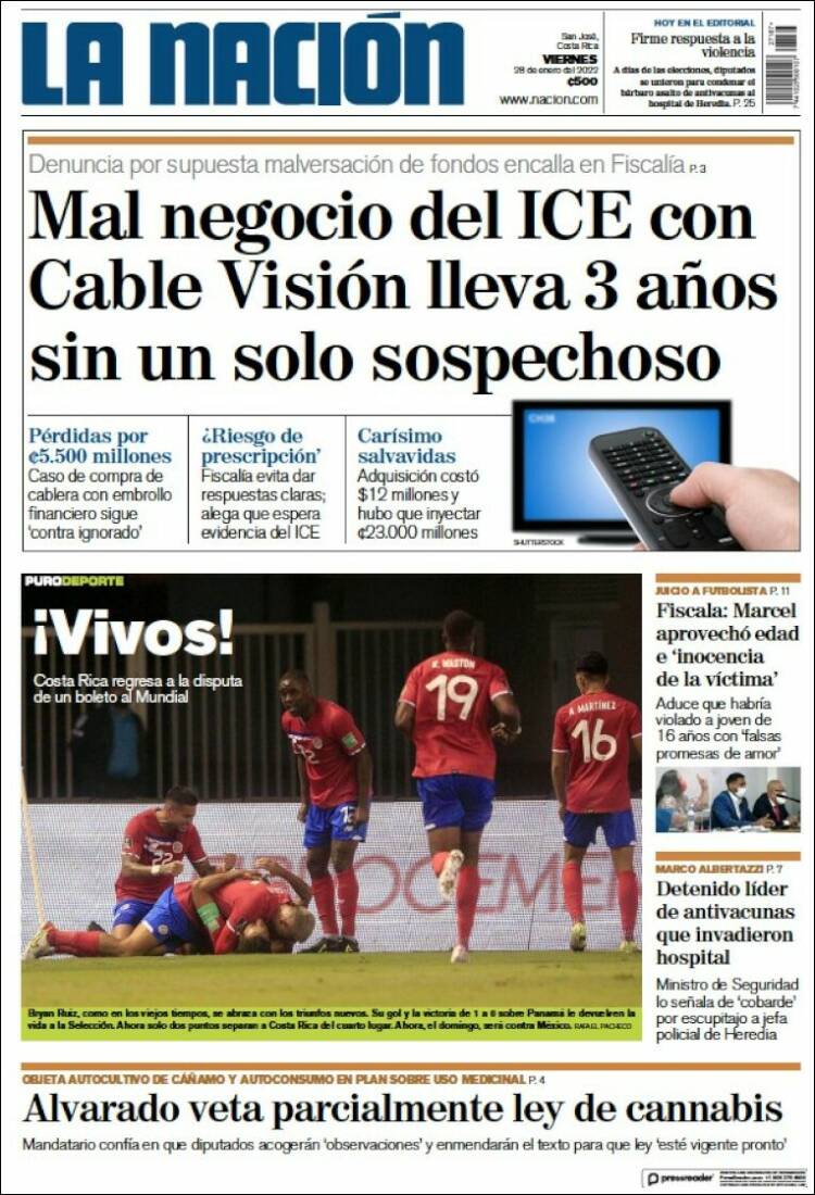 Portada de La Nación - Costa Rica (Costa Rica)
