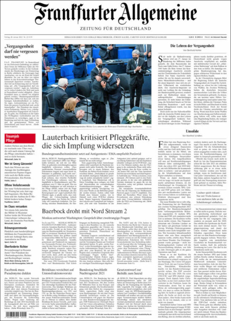 Portada de Frankfurter Allgemeine (Alemania)