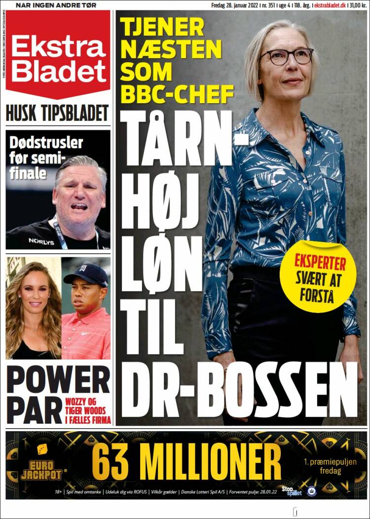 Portada de Ekstra Bladet (Dinamarca)