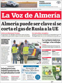 Portada de La Voz de Almería (España)