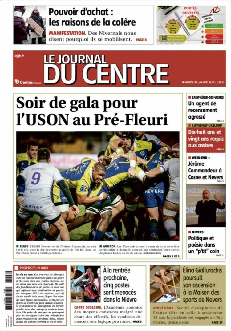 Portada de Le Journal du Centre (Francia)