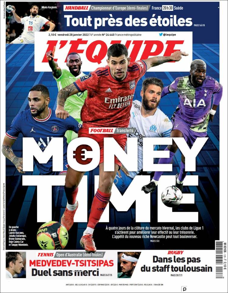 Portada de L'Equipe (Francia)