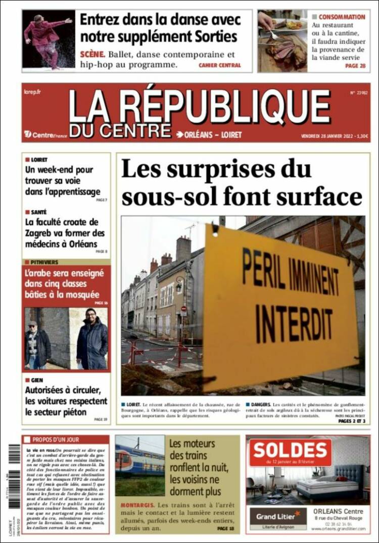 Portada de La République du Centre (Francia)