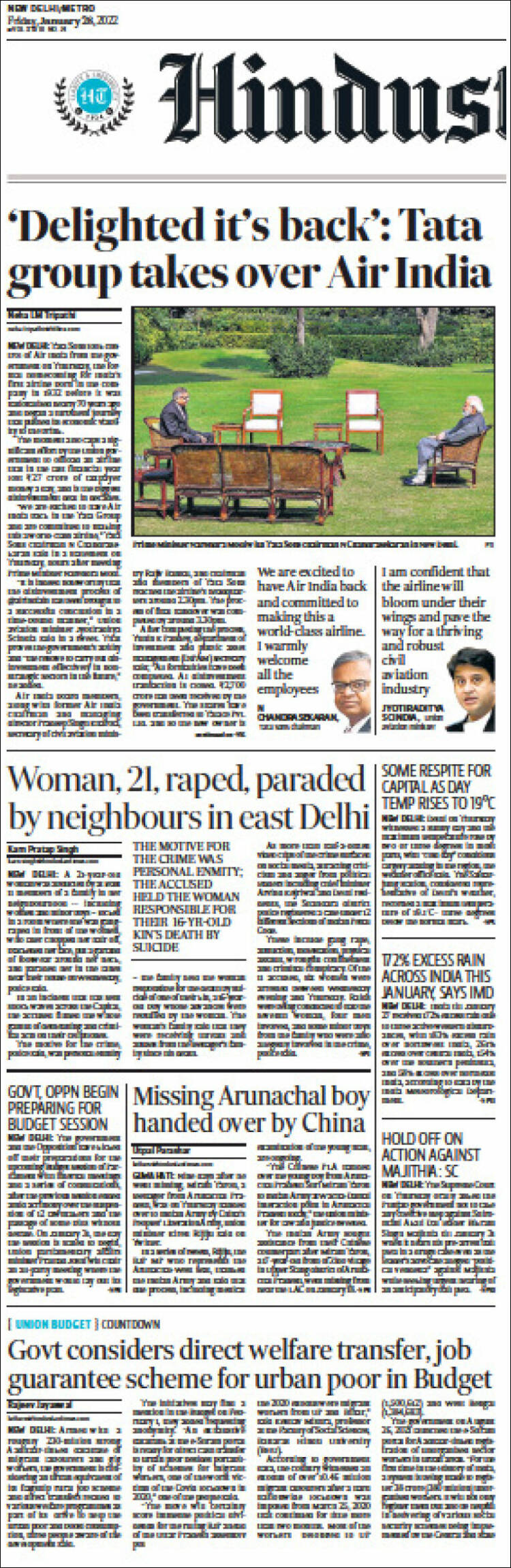 Portada de Hindustan Times (India)