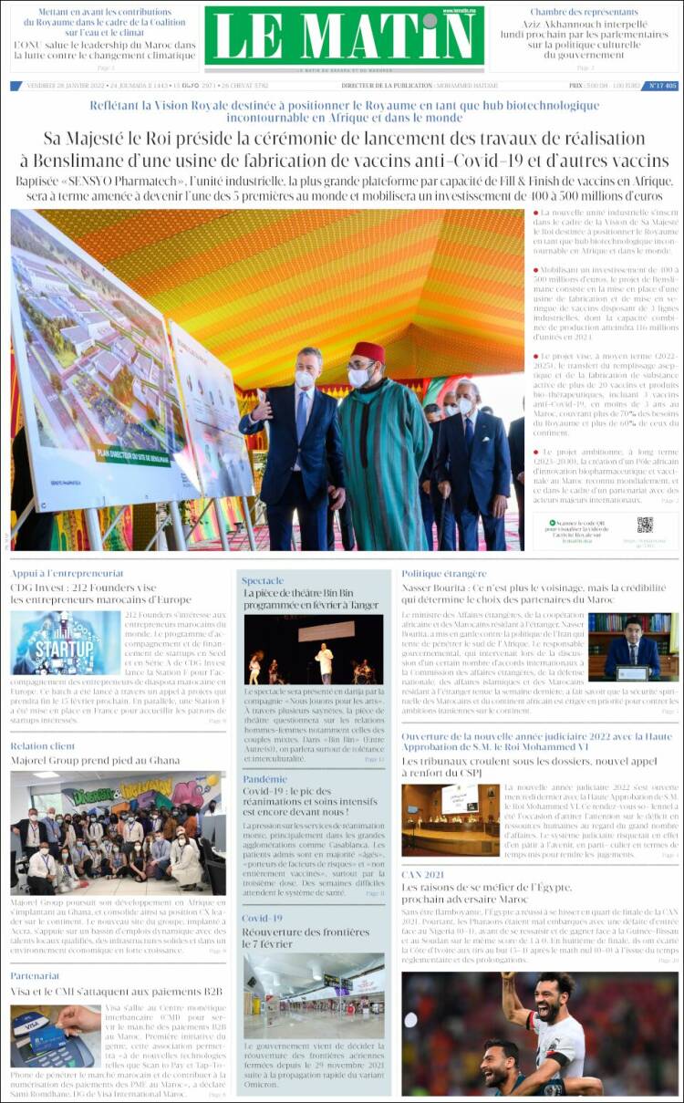 Portada de Le Matin (Marruecos)