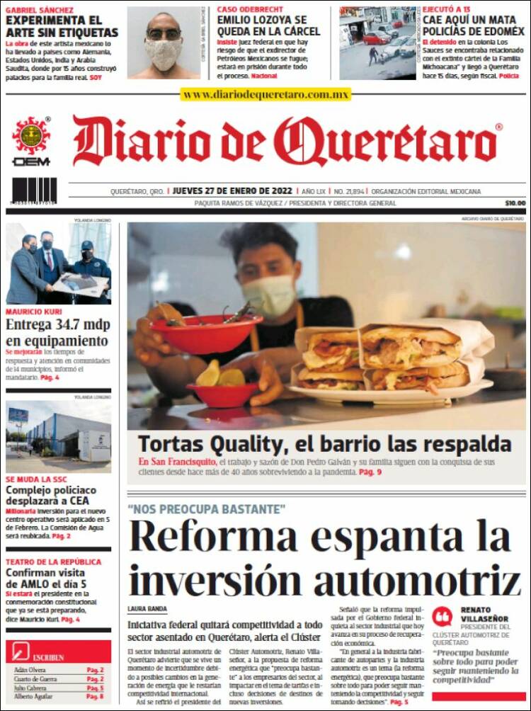 Portada de Diario de Querétaro (M&eacute;xico)