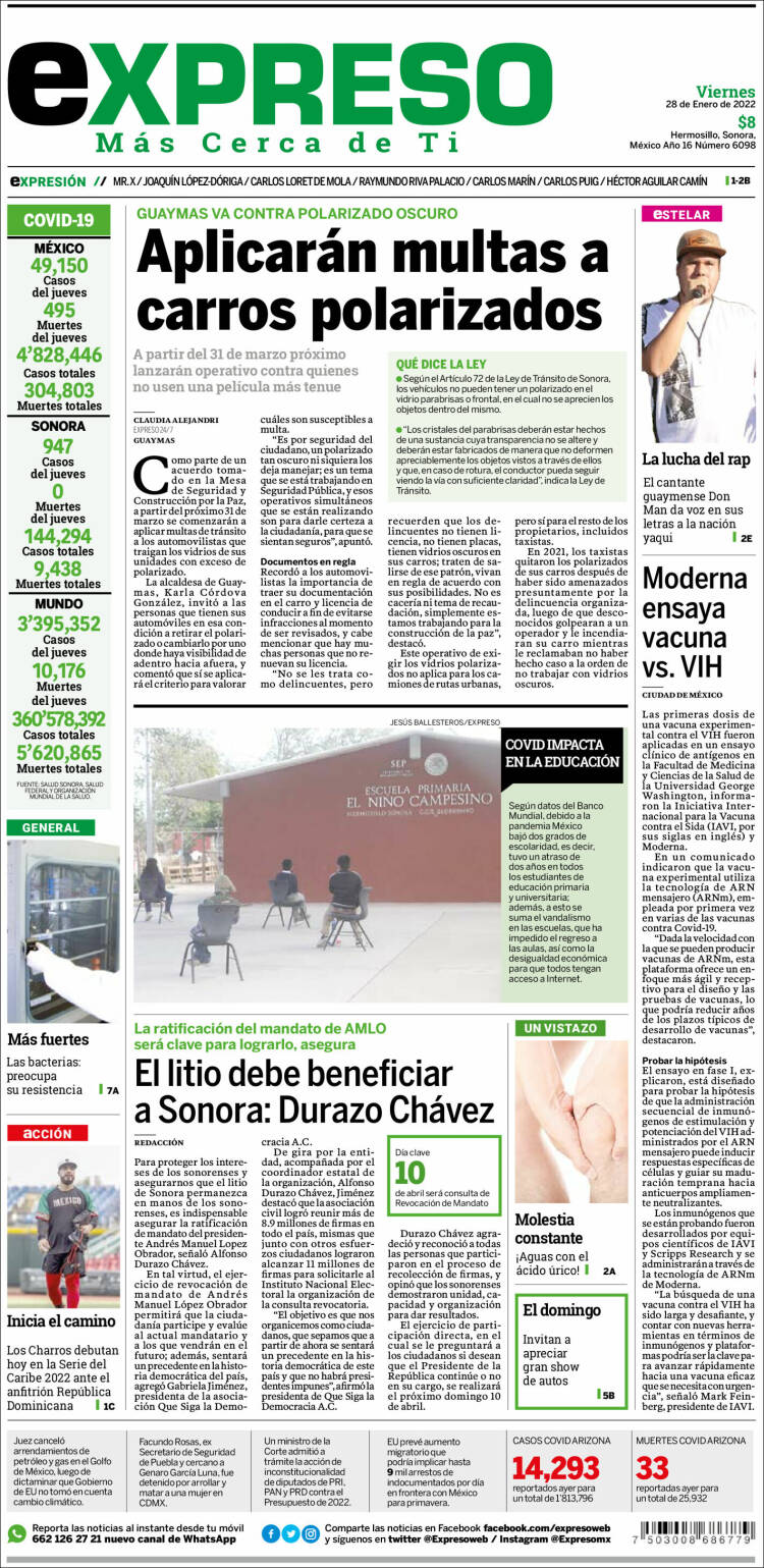 Portada de Expreso (M&eacute;xico)