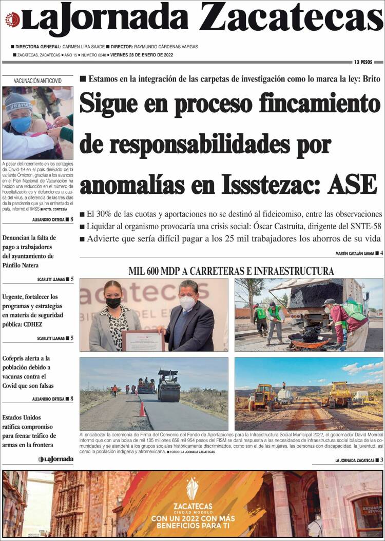 Portada de Jornada de Zacatecas (M&eacute;xico)