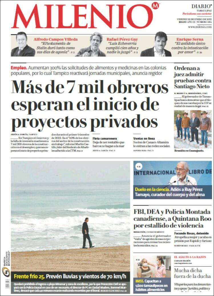 Portada de Milenio - Tamaulipas (M&eacute;xico)