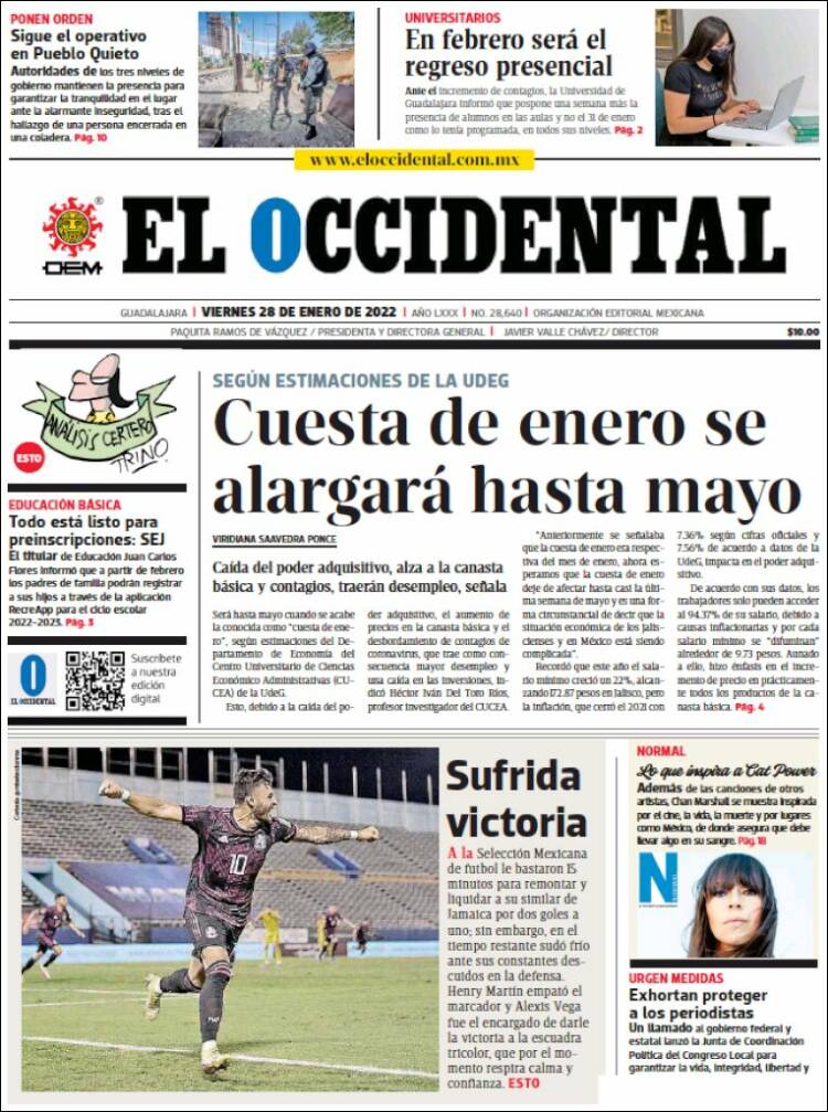 Portada de El Occidental (M&eacute;xico)