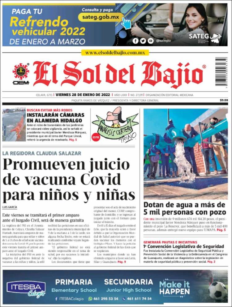 Portada de El Sol del Bajio (M&eacute;xico)