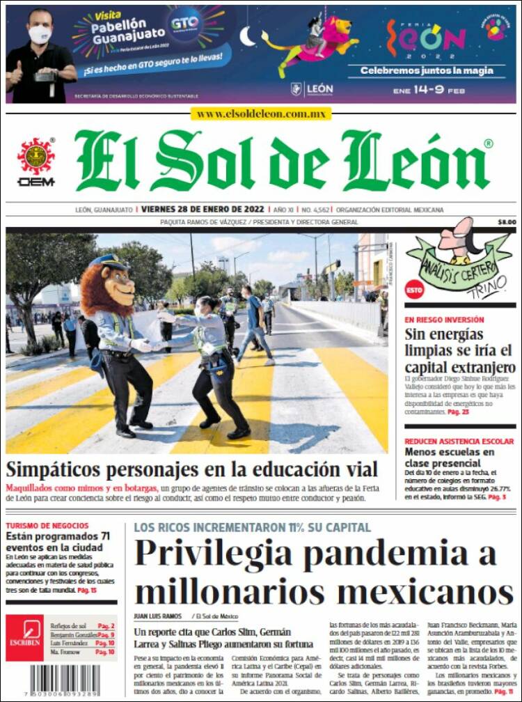 Portada de El Sol de León (M&eacute;xico)