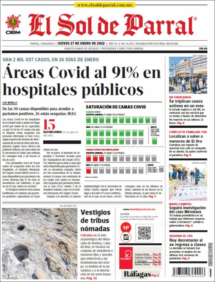 Portada de El Sol de Parral (M&eacute;xico)