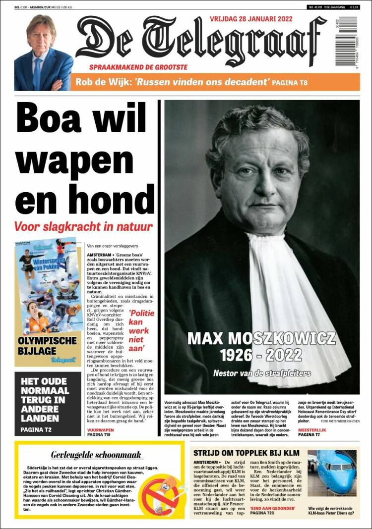 Portada de De Telegraaf (Pa&iacute;ses Bajos)