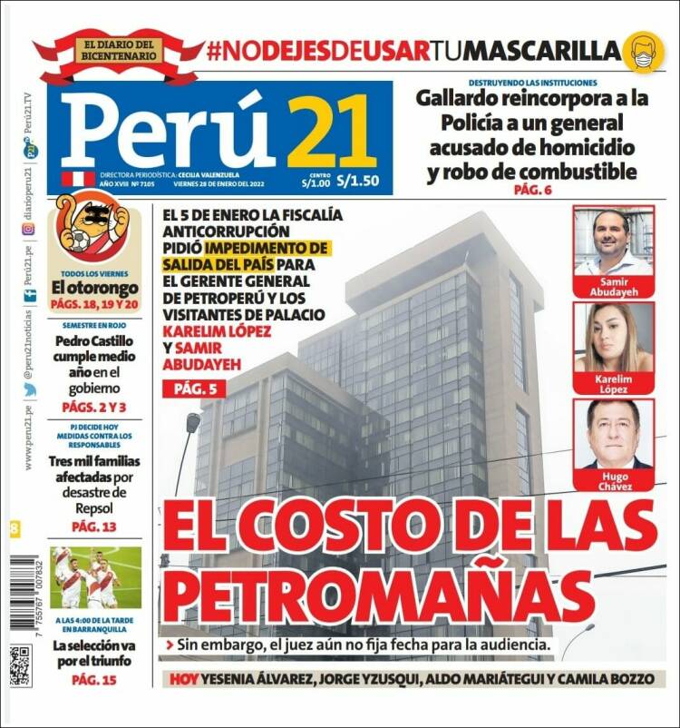 Portada de Perú 21 (Per&uacute;)
