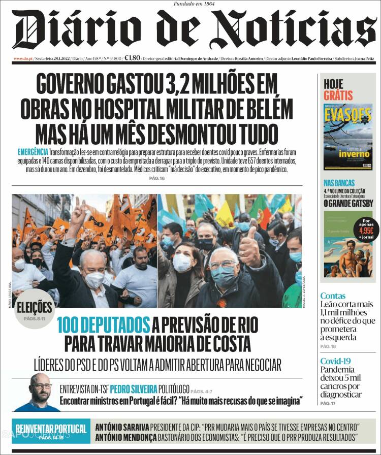 Portada de Diário de Noticias (Portugal)