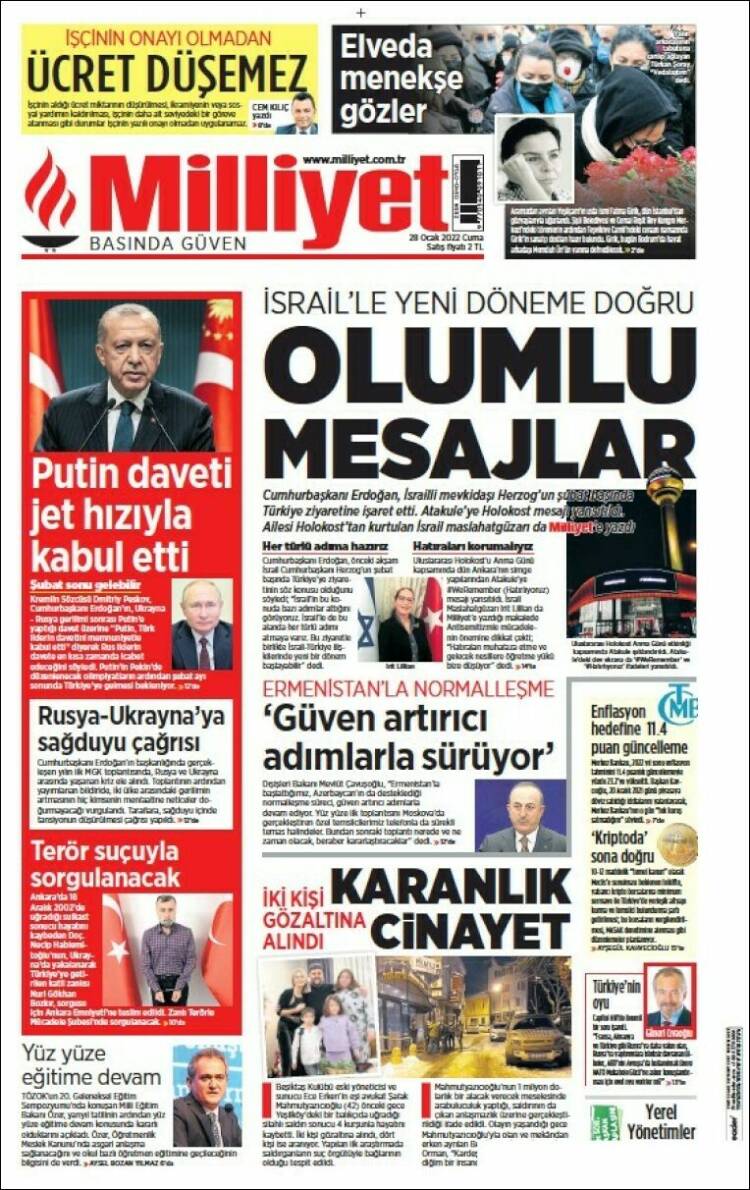 Portada de Milliyet (Turqu&iacute;a)