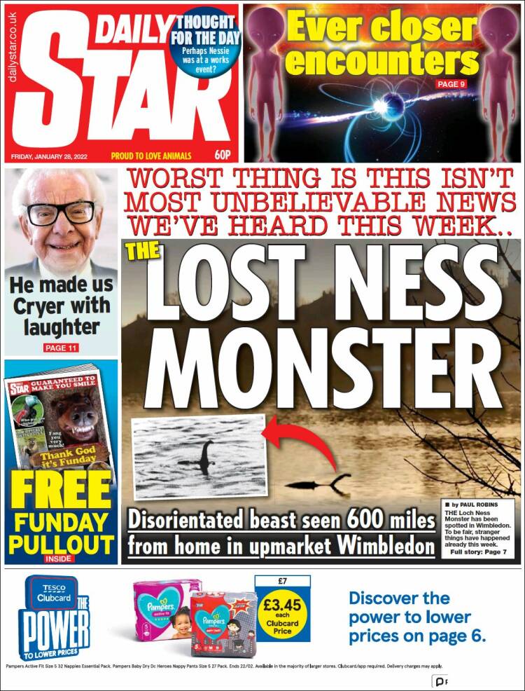 Portada de Daily Star (Reino Unido)
