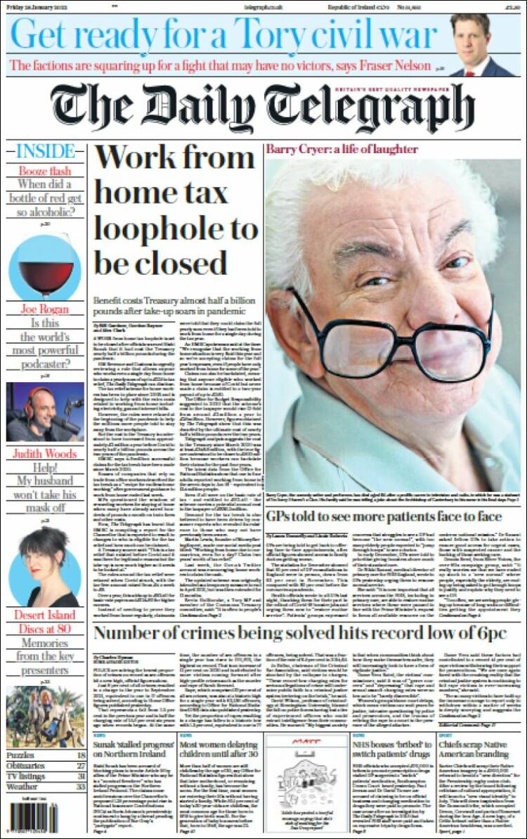 Portada de Daily Telegraph (Reino Unido)