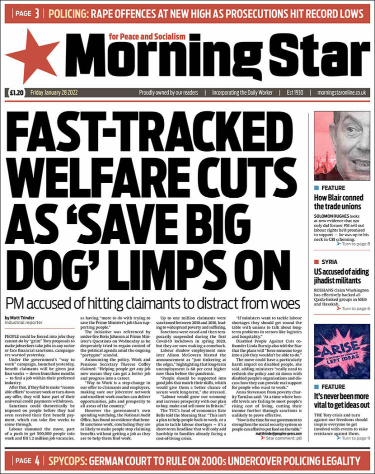Portada de Morning Star (Reino Unido)