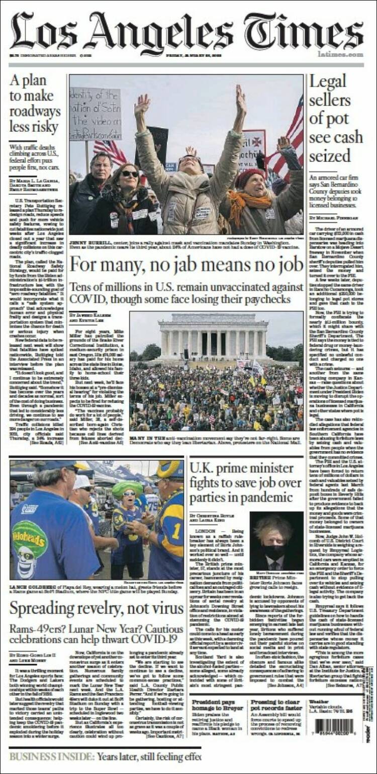 Portada de Los Angeles Times (USA)