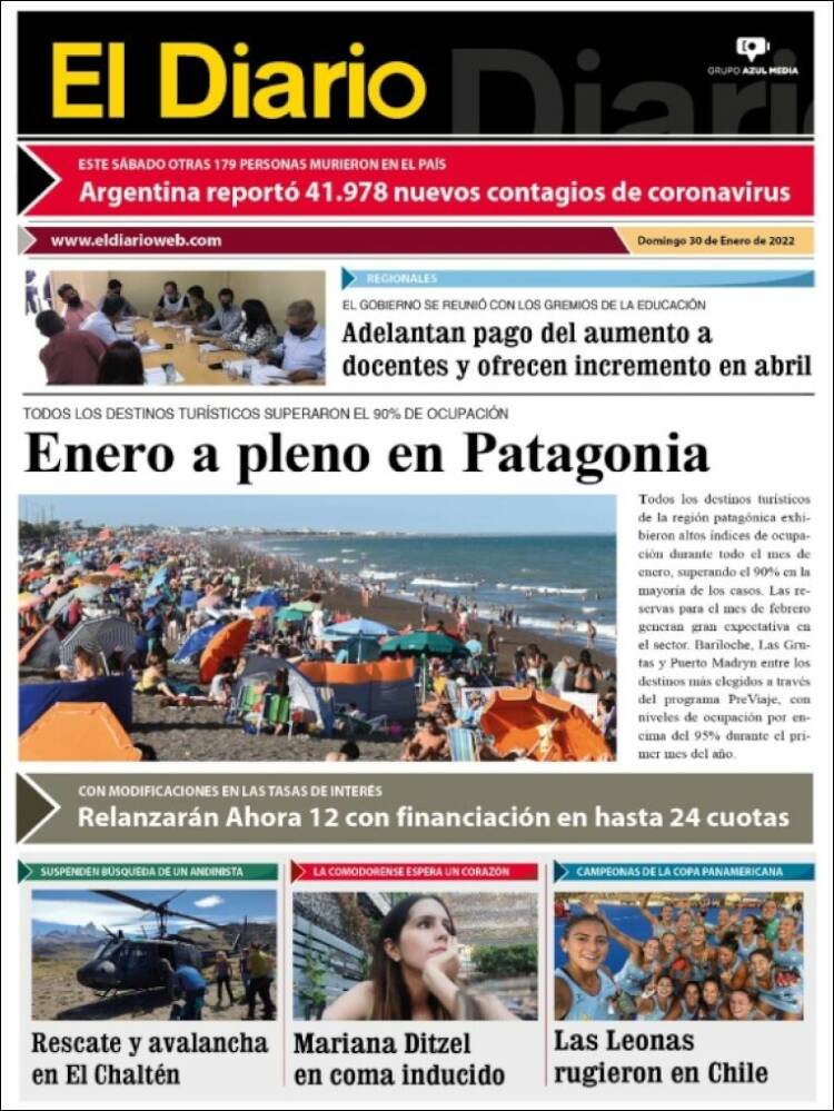 Portada de El Diario de Madryn (Argentina)