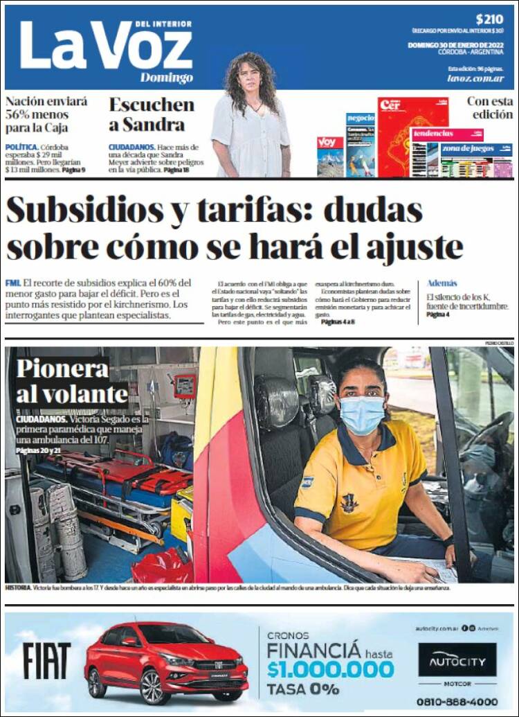 Portada de La Voz del Interior (Argentina)