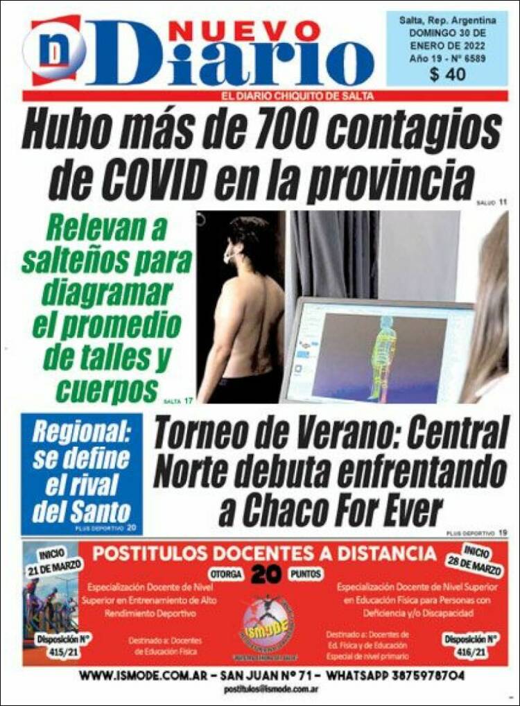 Portada de Nuevo Diario de Salta (Argentina)