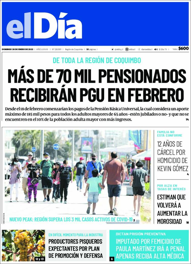 Portada de El Día (Chile)