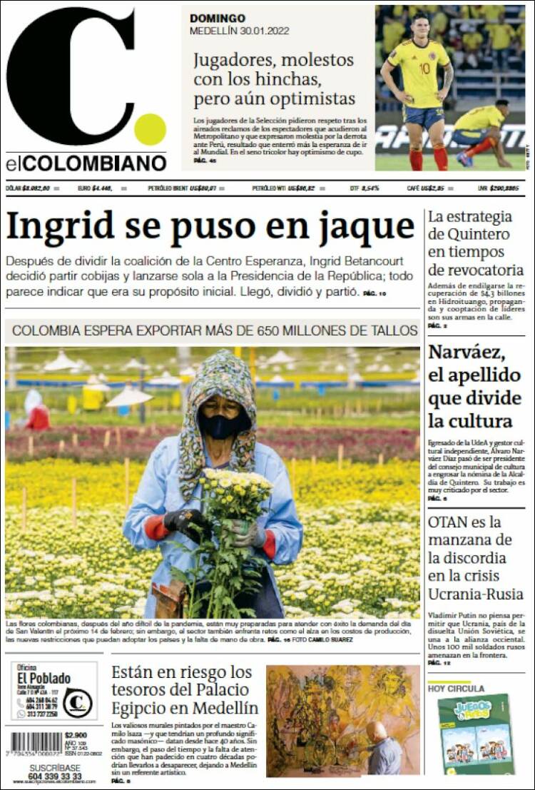 Portada de El Colombiano (Colombia)