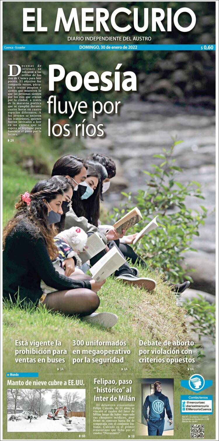 Portada de Diario El Mercurio (Ecuador)