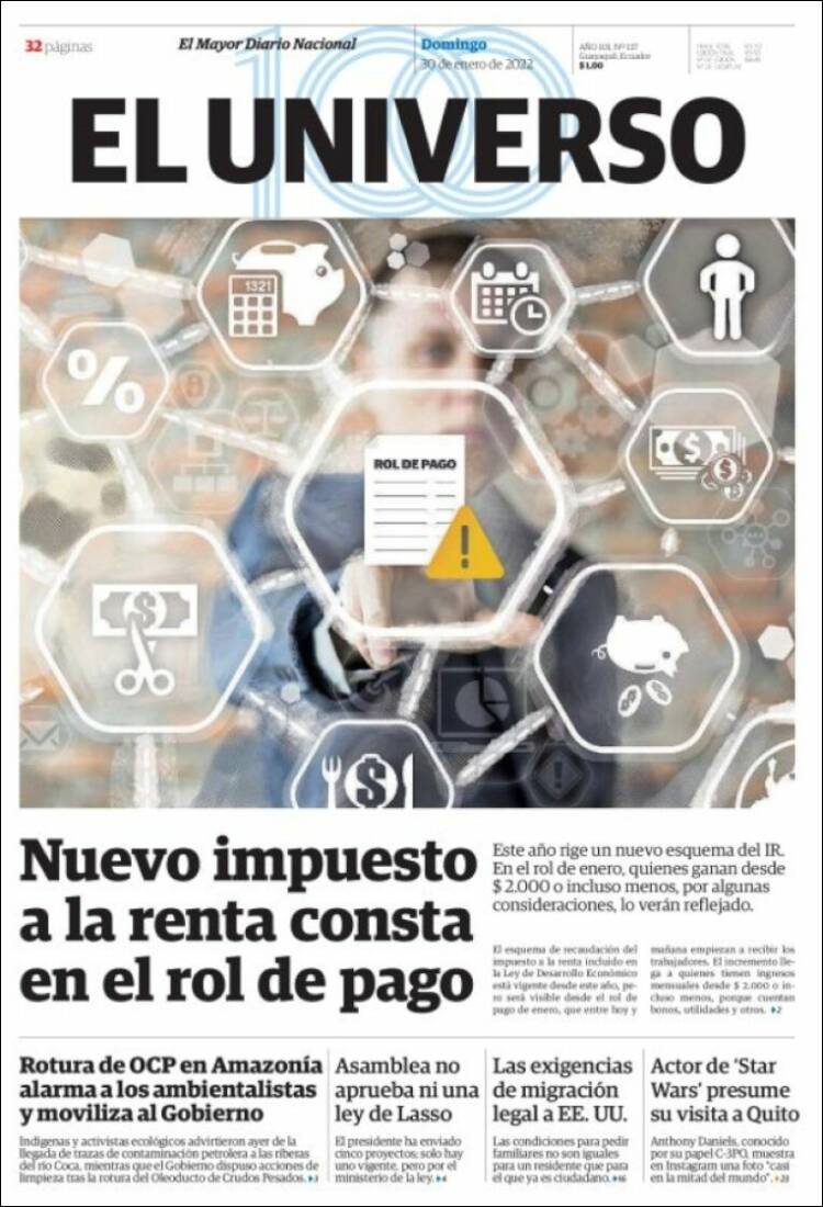 Portada de El Universo - Ecuador (Ecuador)