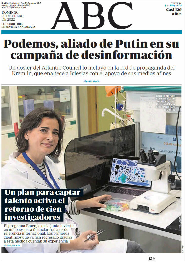 Portada de ABC - Sevilla (Espa&ntilde;a)