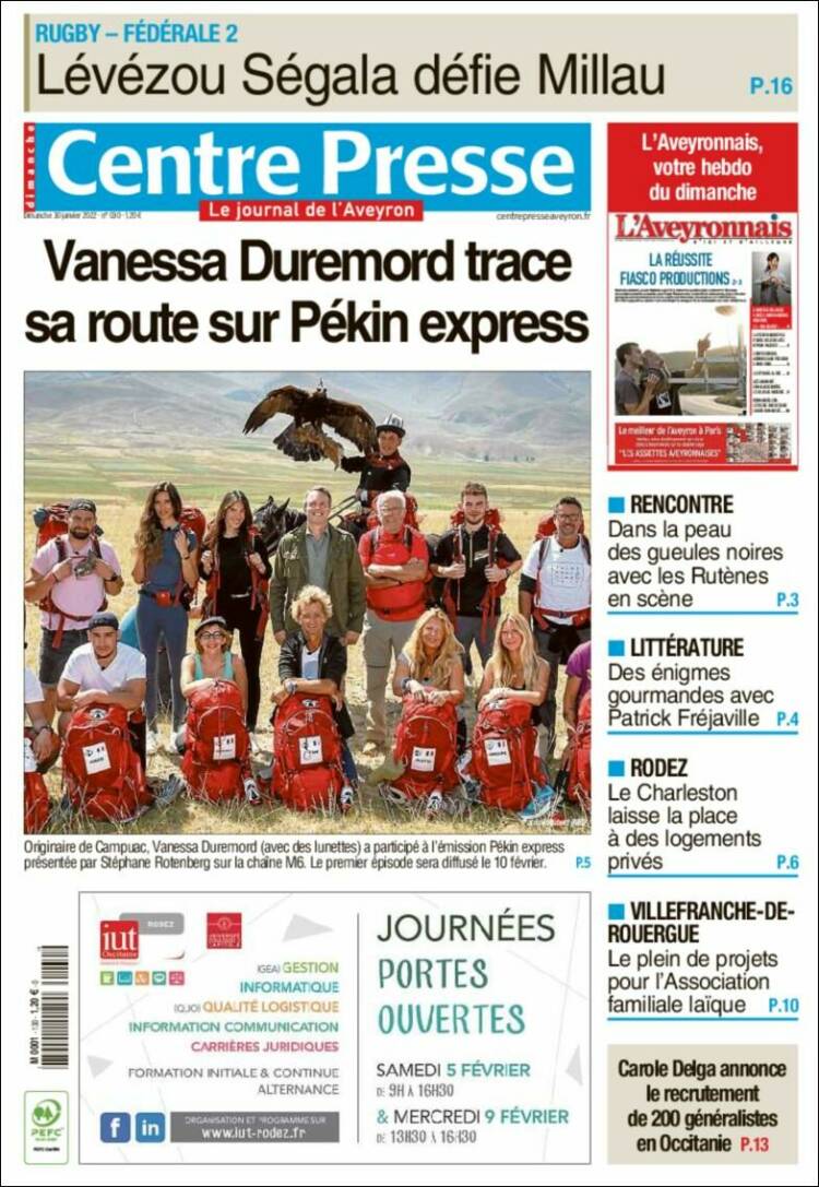 Portada de Centre Presse (Francia)