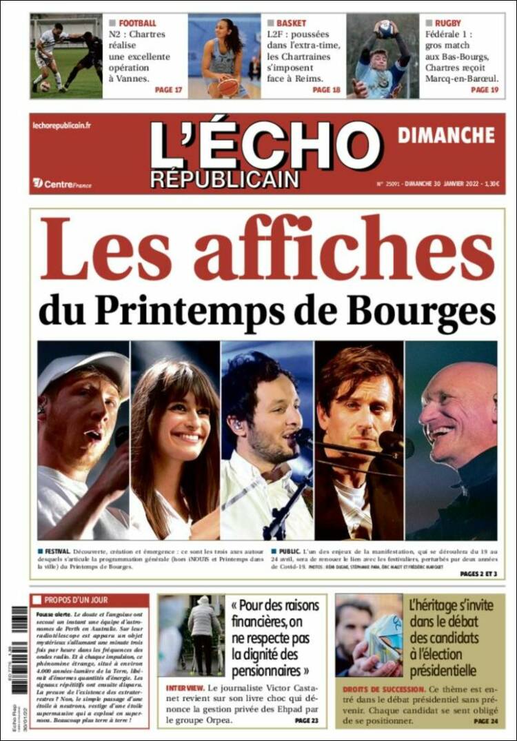 Portada de L'Echo Républicain (Francia)