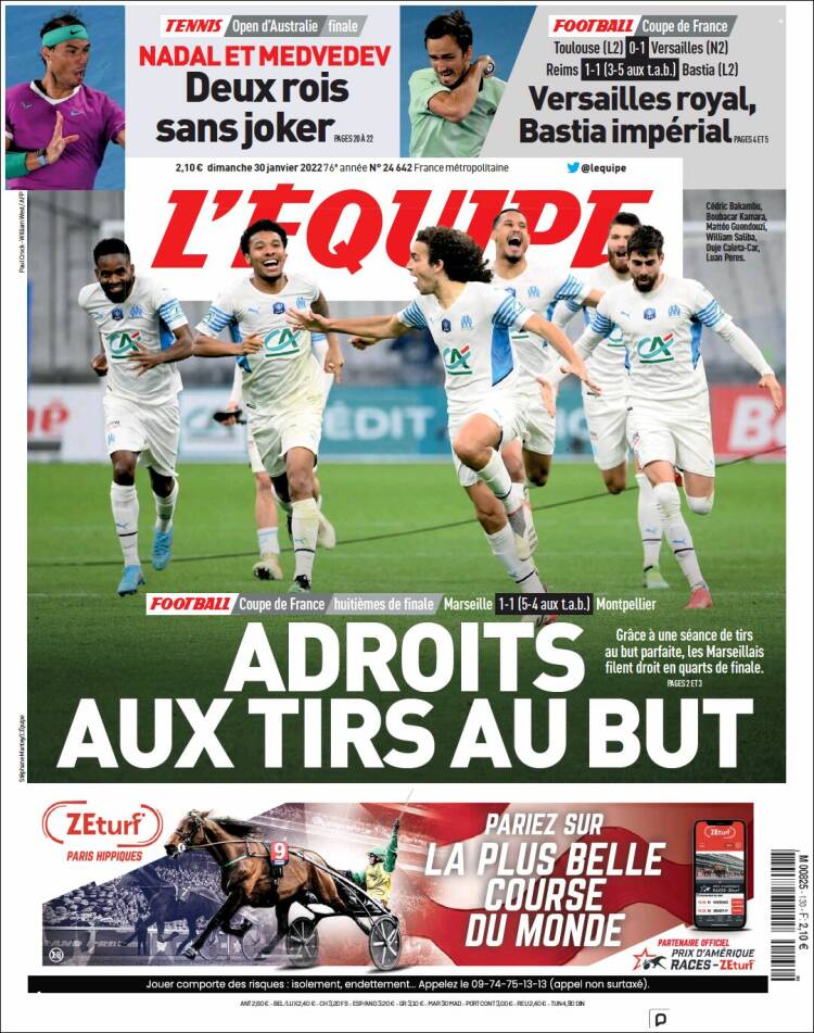 Portada de L'Equipe (Francia)