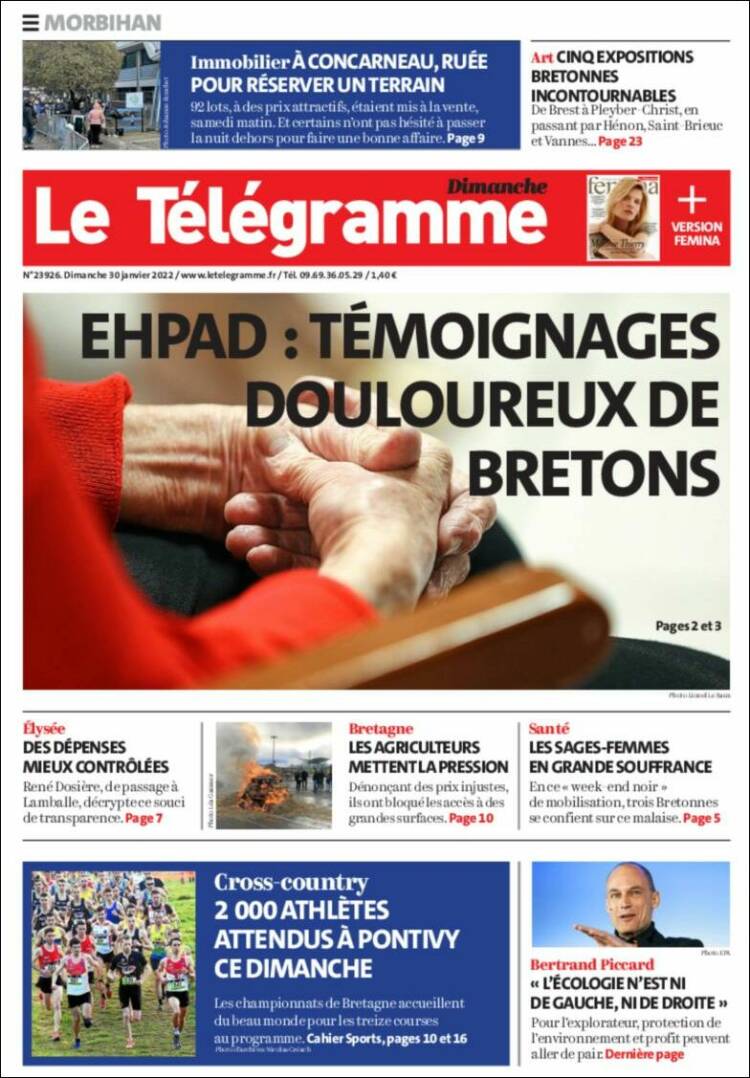 Portada de Télégramme (Francia)