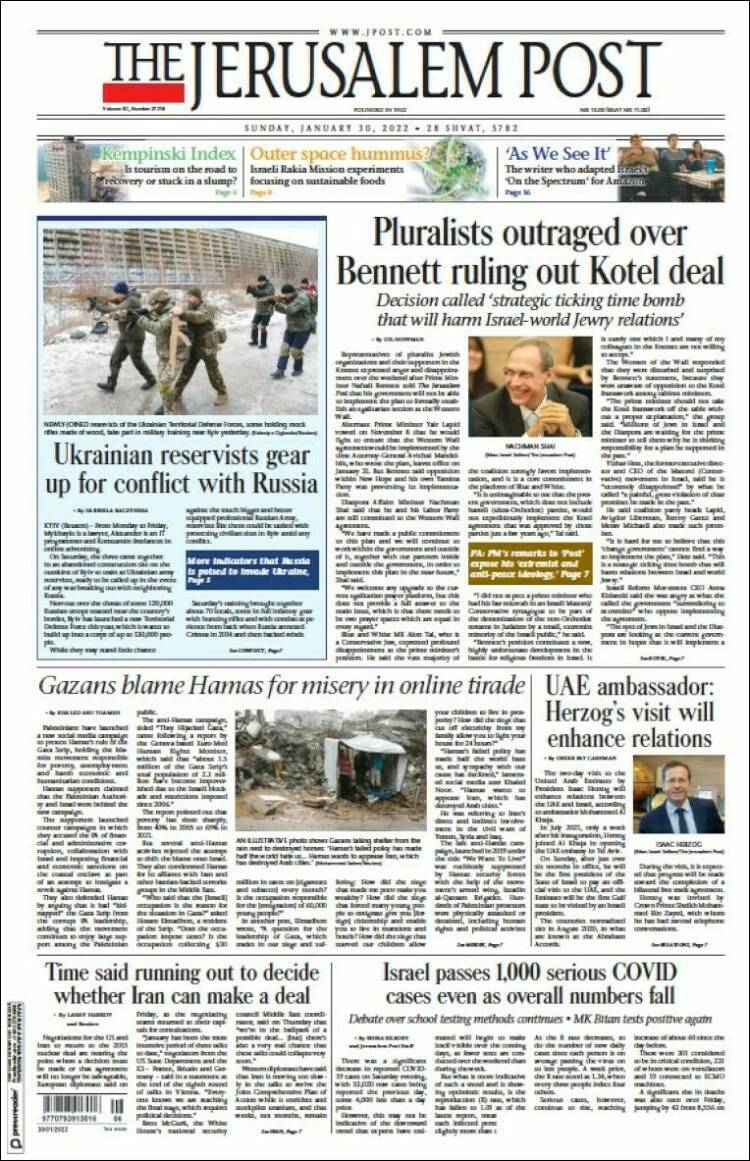 Portada de The Jerusalem Post (Israel)