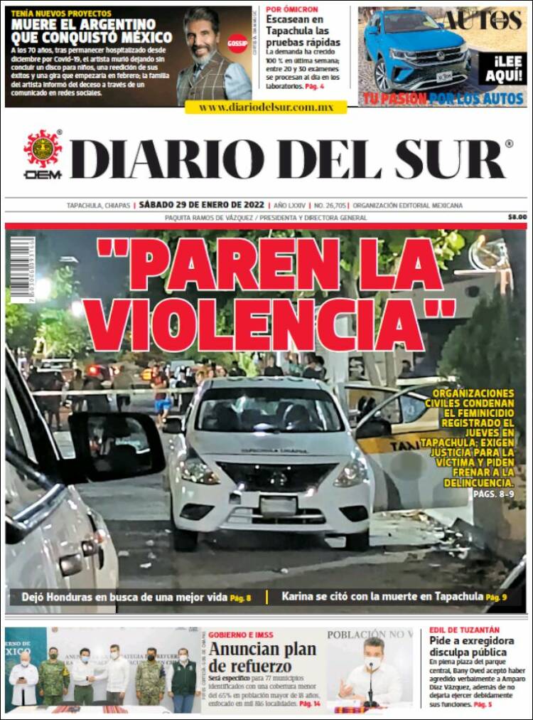 Portada de El Diario del Sur (M&eacute;xico)