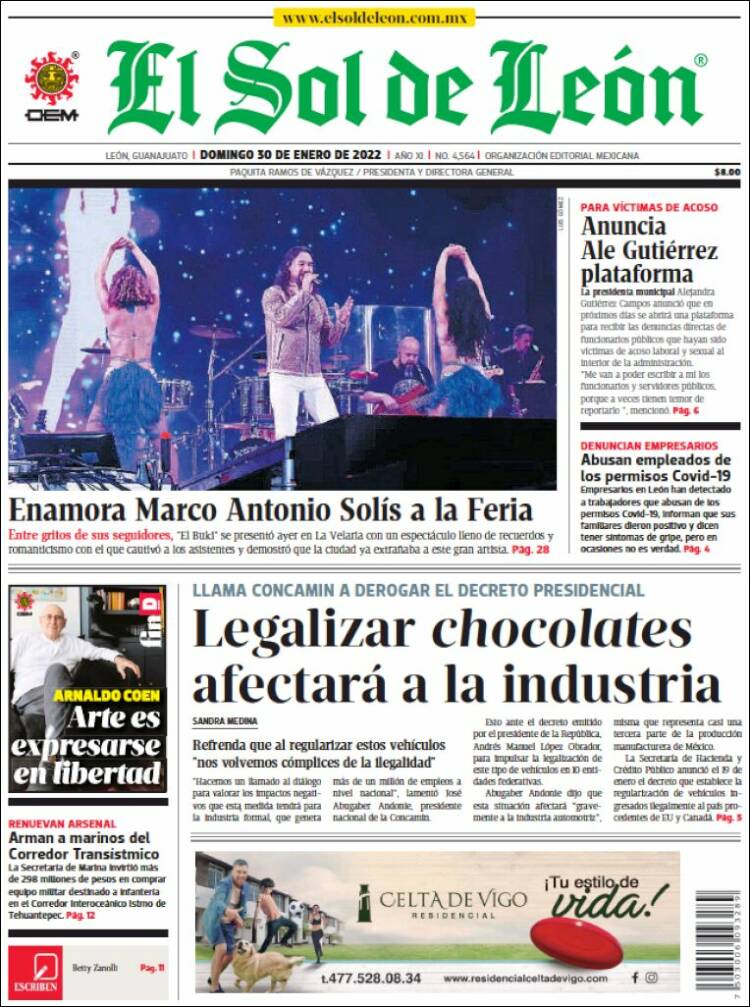 Portada de El Sol de León (M&eacute;xico)