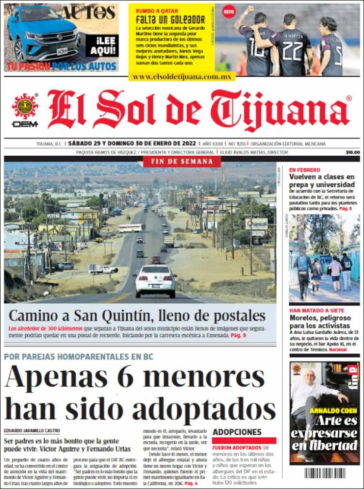 Portada de El Sol de Tijuana (M&eacute;xico)