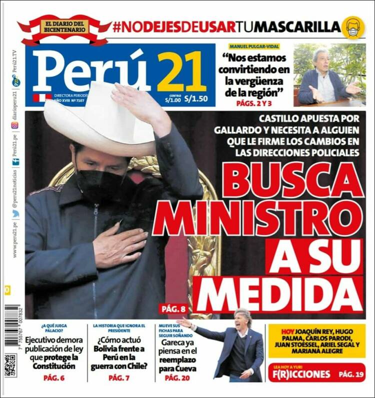 Portada de Perú 21 (Per&uacute;)